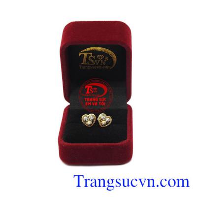 Hoa tai trái tim vàng 10k chất lượng. 