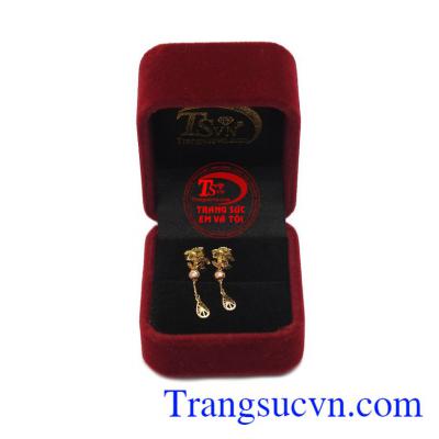 Hoa tai Chanel vàng 10k đẹp, giao hàng trên toàn quốc.