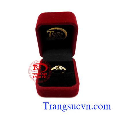 Nhẫn kim tiền may mắn vàng 10k đẹp, bảo hành 6 tháng.