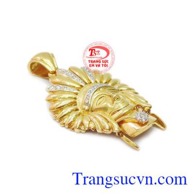Mặt thổ dân uy lực vàng 18k được thiết kế vô cùng độc đáo và cá tính.