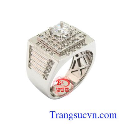 Nhẫn nam vàng trắng 18k phong cách