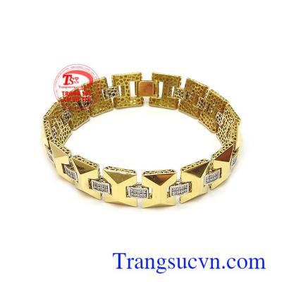 Lắc tay vàng 18k thời trang kiểu dáng mới lạ, độc đáo, đeo hợp phong cách phái mạnh