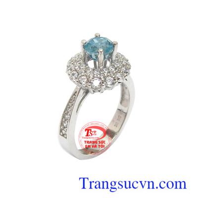 Nhẫn nữ vàng trắng Zircon bình an