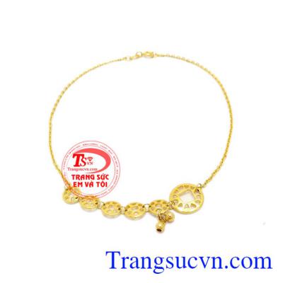 Lắc chân nữ phúc lộc được chế tác từ vàng 10k