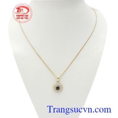 Bộ dây nữ Sapphire may mắn kết hợp giữa dây chuyền Italy 10k và mặt dây Sapphire bền đẹp, sang trọng