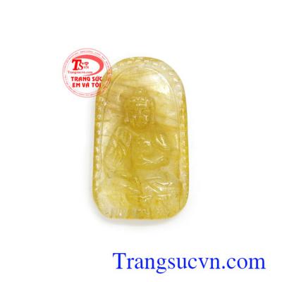 Phật bản mệnh thạch anh tóc Tuất Hợi màu sắc đẹp, chất lượng cao, phù hợp làm mặt dây chuyền sang trọng, tinh tế