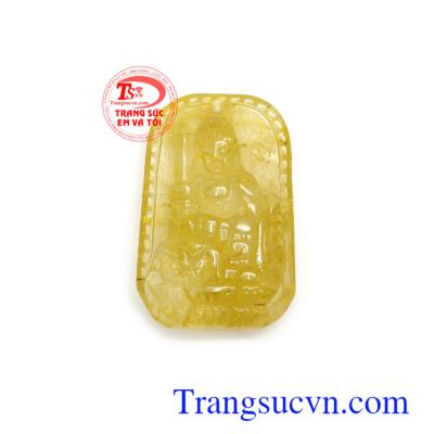 Phật bản mệnh thạch anh tóc tuổi mão chạm khắc đẹp, chất lượng cao, phù hợp làm mặt dây chuyền đeo thời trang và phong thủy