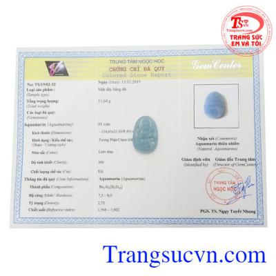 Mặt Phật Phổ Hiền Bồ Tát Aquamarine đẹp.