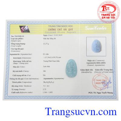 Có giấy kiểm định từ trung tâm kiểm định uy tín cấp. Mặt Phật bản mệnh tuổi Tý đẹp.