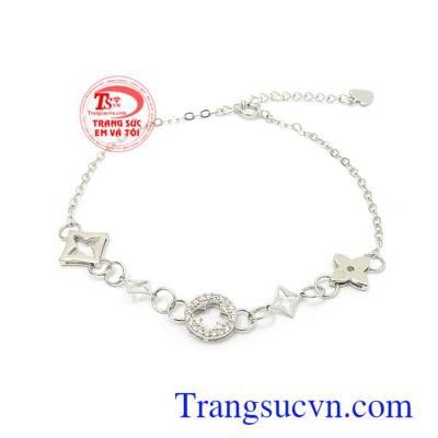 Lắc tay vàng trắng Korea dịu dàng 10k nhập khẩu nguyên chiếc bền đẹp, chất lượng