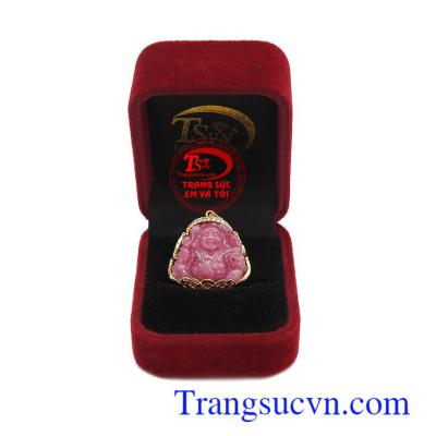Mặt phật di lặc ruby vàng 18k