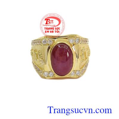 Nhẫn nam ruby được chạm khác 3D hình rồng sắc nét, đẳng cấp