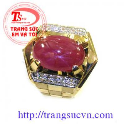 Nhẫn nam ruby sao