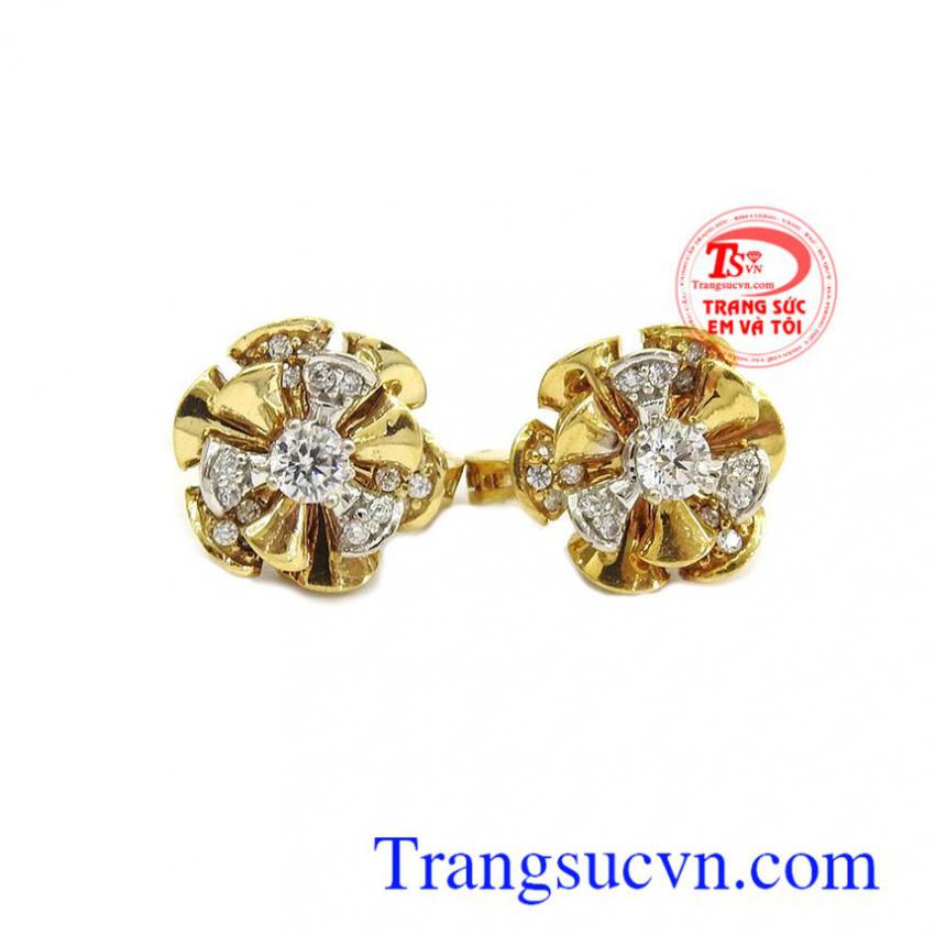 Hoa tai vàng 18k sang