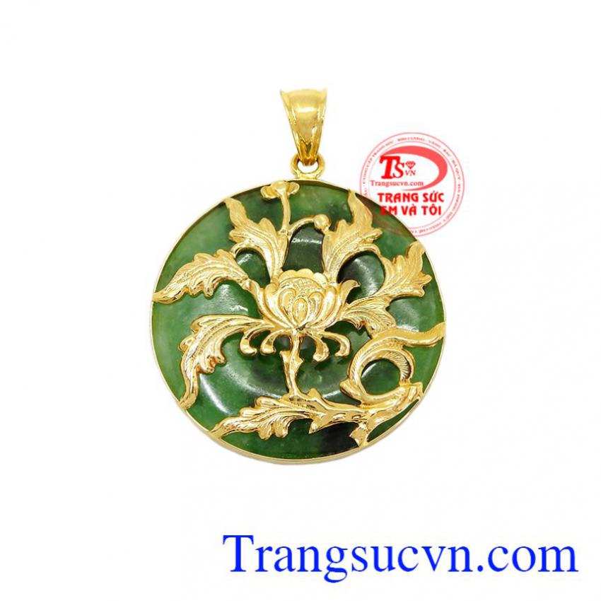 Mặt đồng tiền ngọc bọc hoa cúc