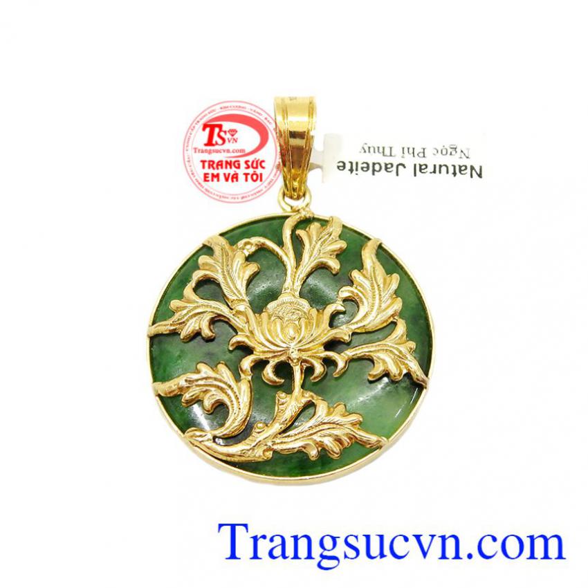 Mặt jaideite bọc hoa vàng 