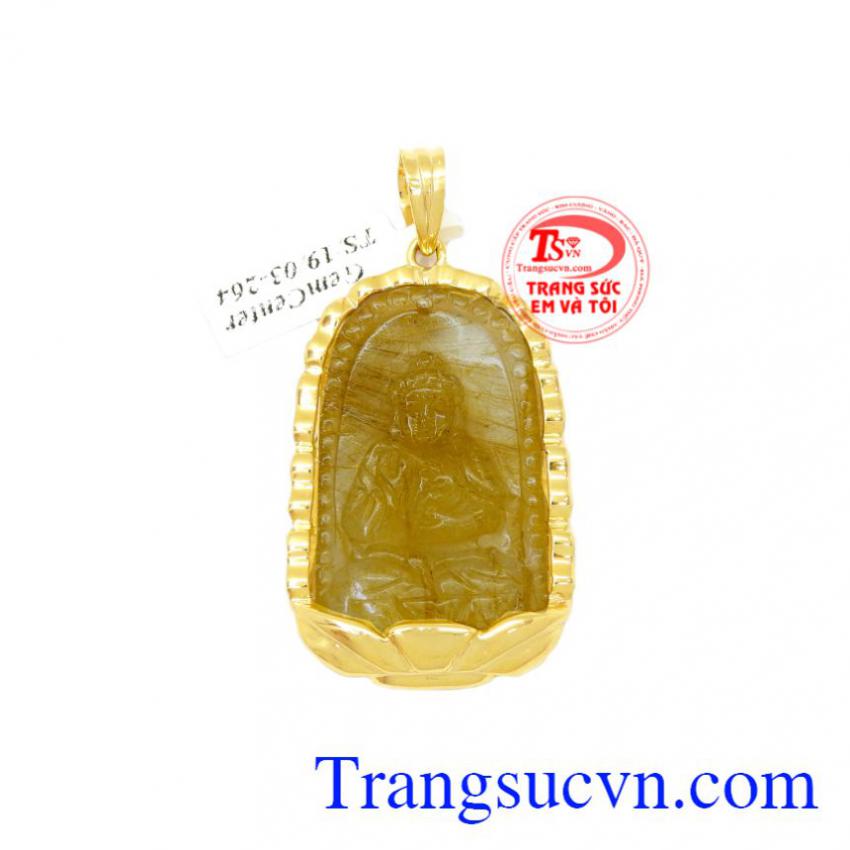 Mặt Phật tuổi Tuất- Hợi thạch anh tóc 