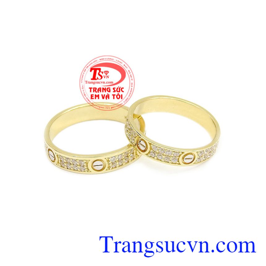 Nhẫn cưới Korea gắn kết được chế tác từ vàng 10k nhập khẩu nguyên chiếc