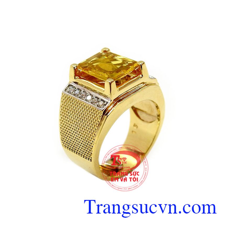 Nhẫn nam Sapphire phong cách được chế tác từ vàng 14k, công nghệ cao cấp
