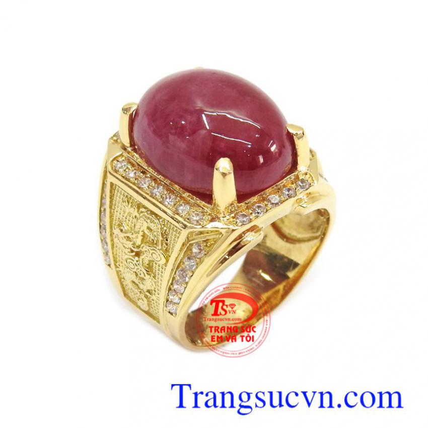Nhẫn nam vàng Ruby may mắn