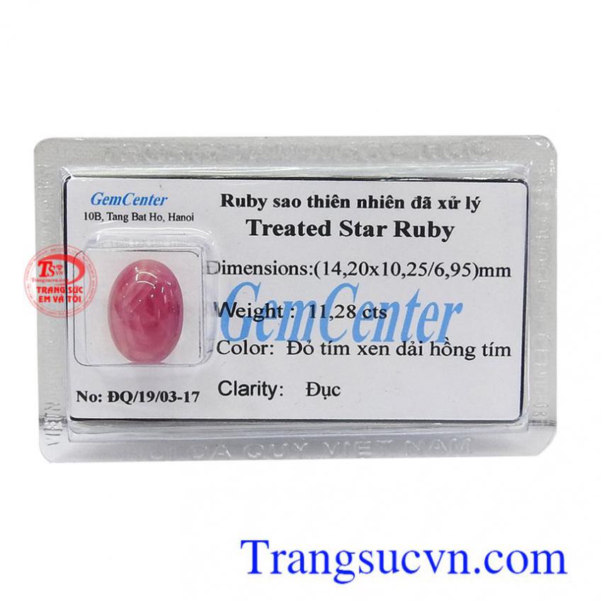 Ruby sao ép vỉ may mắn