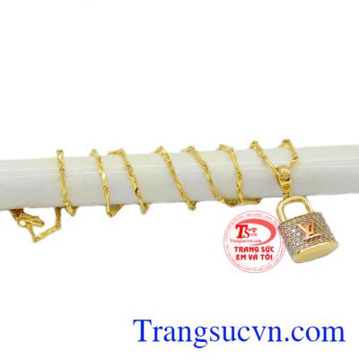 Bộ dây chuyền ổ khóa vàng 10k chất lượng, bảo hành 6 tháng.