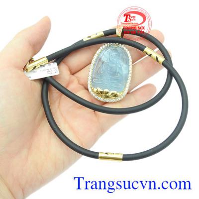 Bộ mặt dây Phật Aquamarine bọc vàng, giao hàng trên toàn quốc.
