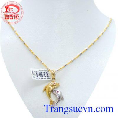 Bộ sản phẩm dây chuyên cá heo vàng dễ thương, thanh toán an toàn uy tín.