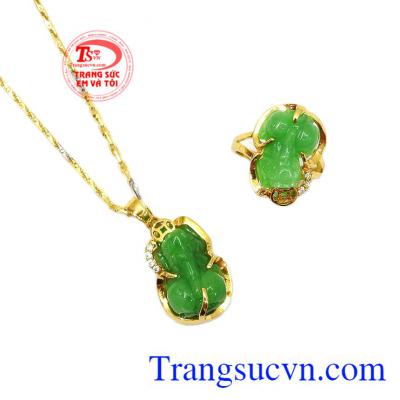Bộ trang sức tỳ hưu 14k là sự kết hợp giữa dây chuyền, mặt dây tỳ hưu và nhẫn tỳ hưu,Bộ trang sức tỳ hưu 14k
