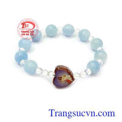 Chuỗi mân côi Aquamarine 9 ly màu sắc đẹp, chất lượng cao, đá thiên nhiên cao cấp