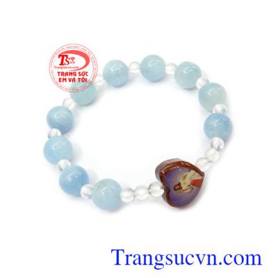 Chuỗi mân côi Aquamarine 9 ly màu sắc đẹp, chất lượng cao, đá thiên nhiên cao cấp