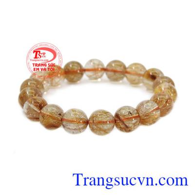 Chuỗi tay thạch anh tóc 11 ly đẹp được kết hợp từ những hạt thạch anh tóc dạng tròn với nhau.