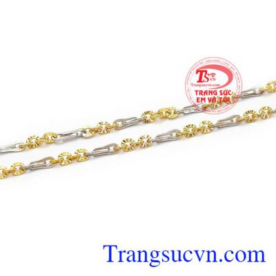 Dây chuyền vàng 18k được bảo hành 12 tháng, đảm bảo uy tín. Dây chuyền Italy 3 màu may mắn