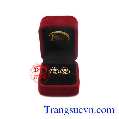 Hoa tai độc đáo vàng 10k, bảo hành 6 tháng. 