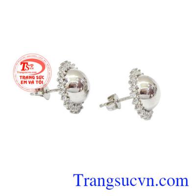 Hoa tai Ý 18k sáng bóng