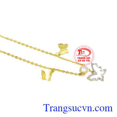 Lắc chân hồ điệp đẹp được chế tác từ vàng 10k chất lượng cao, bền đẹp.