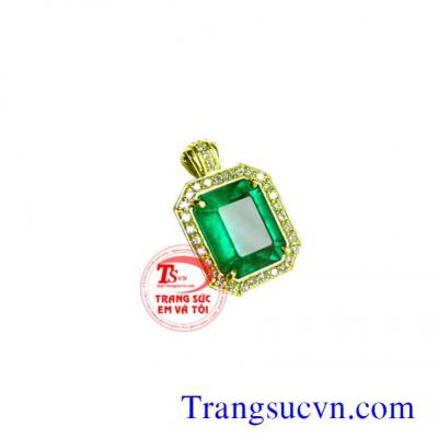 Mặt chữ nhật Emerald nữ, Mặt dây nữ đá quý emerald, Bán mặt dây emerald thiên nhiên,có giấy kiểm định đá emerald và vàng, đá quý emerald chất lượng,đặt mặt dây chuyền vàng tây đính đá quý theo mệnh mộc,hỏa.