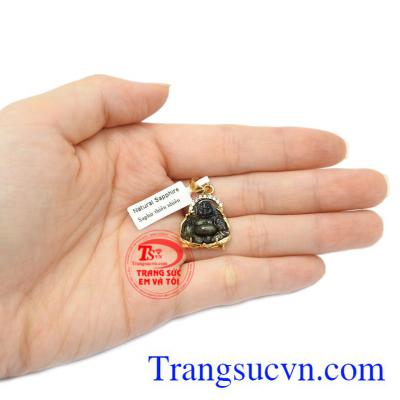 Mặt dây phật di lặc sapphire+vàng 10k, giao hàng trên toàn quốc.