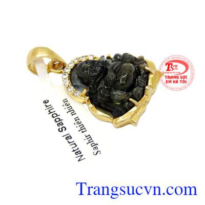 Mặt dây phật di lặc sapphire+vàng 10k đem lại niềm vui sự may mắn về tài lộc cho gia chủ.