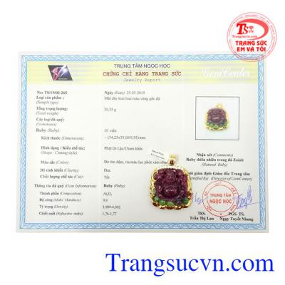 Mặt Di Lặc Ruby bọc vàng đẹp.
