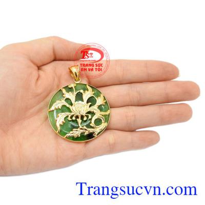 Mặt đồng tiền ngọc bọc hoa cúc, giao hàng trên toàn quốc, thanh toán an toàn.