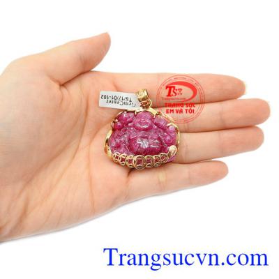 Mặt Phật Di Lặc Ruby thiên nhiên, bảo hành 6 tháng.