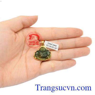 Mặt phật di lặc sapphire vàng tây, bảo hành 6 tháng.