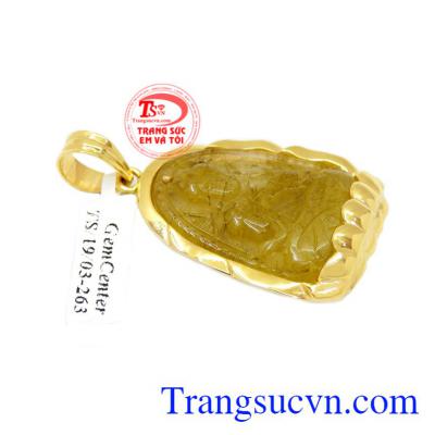 Mặt Phật tuổi Mùi-Thân bọc vàng được khắc phật bản mệnh Như Lai Đại Nhật. 