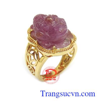 Nhẫn nam Cóc Ruby gọi là thiềm thừ mang lại may mắn tiền tài,phú quý,vận may