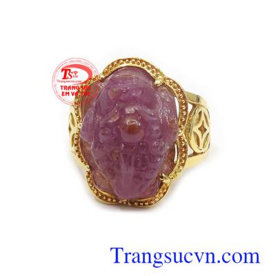 Nhẫn nam vàng 14k Ruby thiên nhiên cao cấp, phù hợp phong cách thời trang phái mạnh