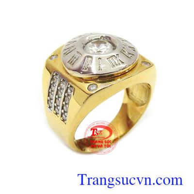 Nhẫn nam hợp đồng hồ vàng gắn kim cương nhân tạo,nhẫn nam giá rẻ, nhẫn nam đẹp vàng tây,nhẫn nam hợp đồng hồ vàng tây đẹp giá rẻ