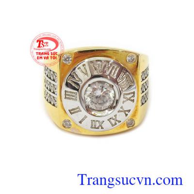 Nhẫn nam hợp đồng hồ vàng gắn kim cương nhân tạo,nhẫn nam giá rẻ, nhẫn nam đẹp vàng tây,nhẫn nam hợp đồng hồ vàng tây đẹp giá rẻ