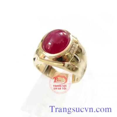 Nhẫn nam ruby myanma thiên nhên có kiểm định,nhẫn nam vàng 18k đá quý hồng ngọc,ai cũng đều đeo được vì ruby là máu của đất mẹ