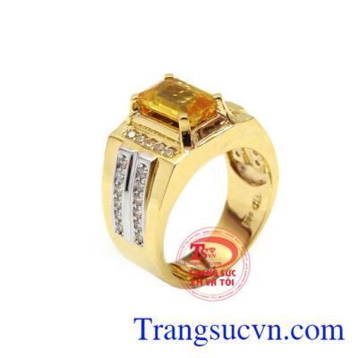 Nhẫn nam Sapphire quyền quý  chế tác từ vàng 14k công nghệ cao cấp